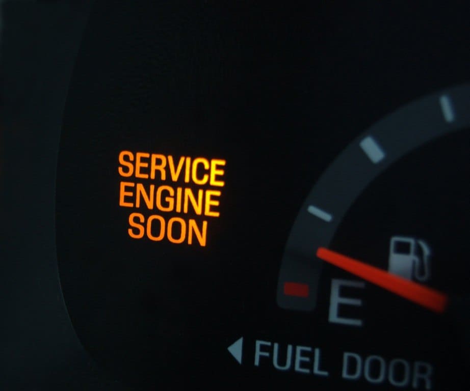 Service engine soon message lit on a vehicle instrument cluster